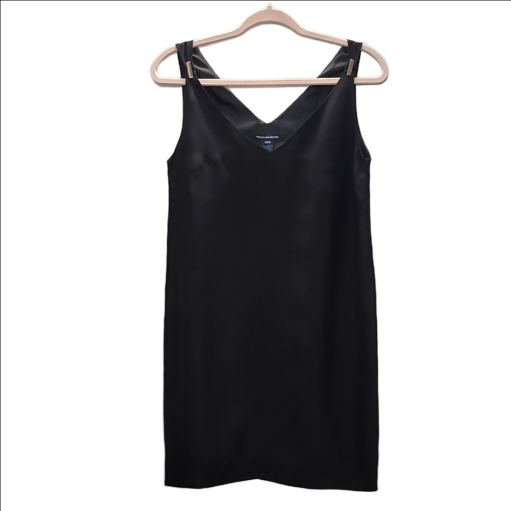 FRENCH CONNECTION Black v-neck sleeveless mini shift dress